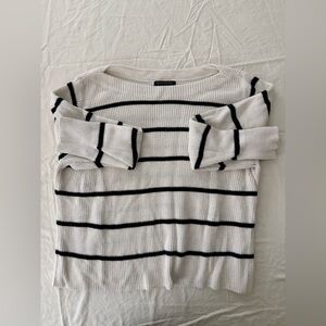 Banana Republic Black and White Striped Boatneck Sweater
